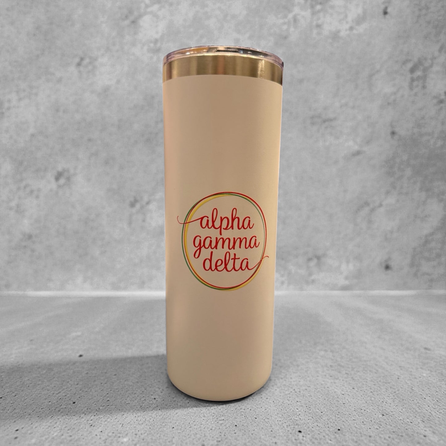 24 oz Powder-Coated White Tumbler – Alpha Gamma Delta