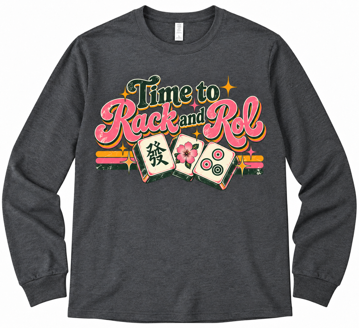 NEW! Time to Rack & Rol – Retro Mahjong Long Sleeve Tee