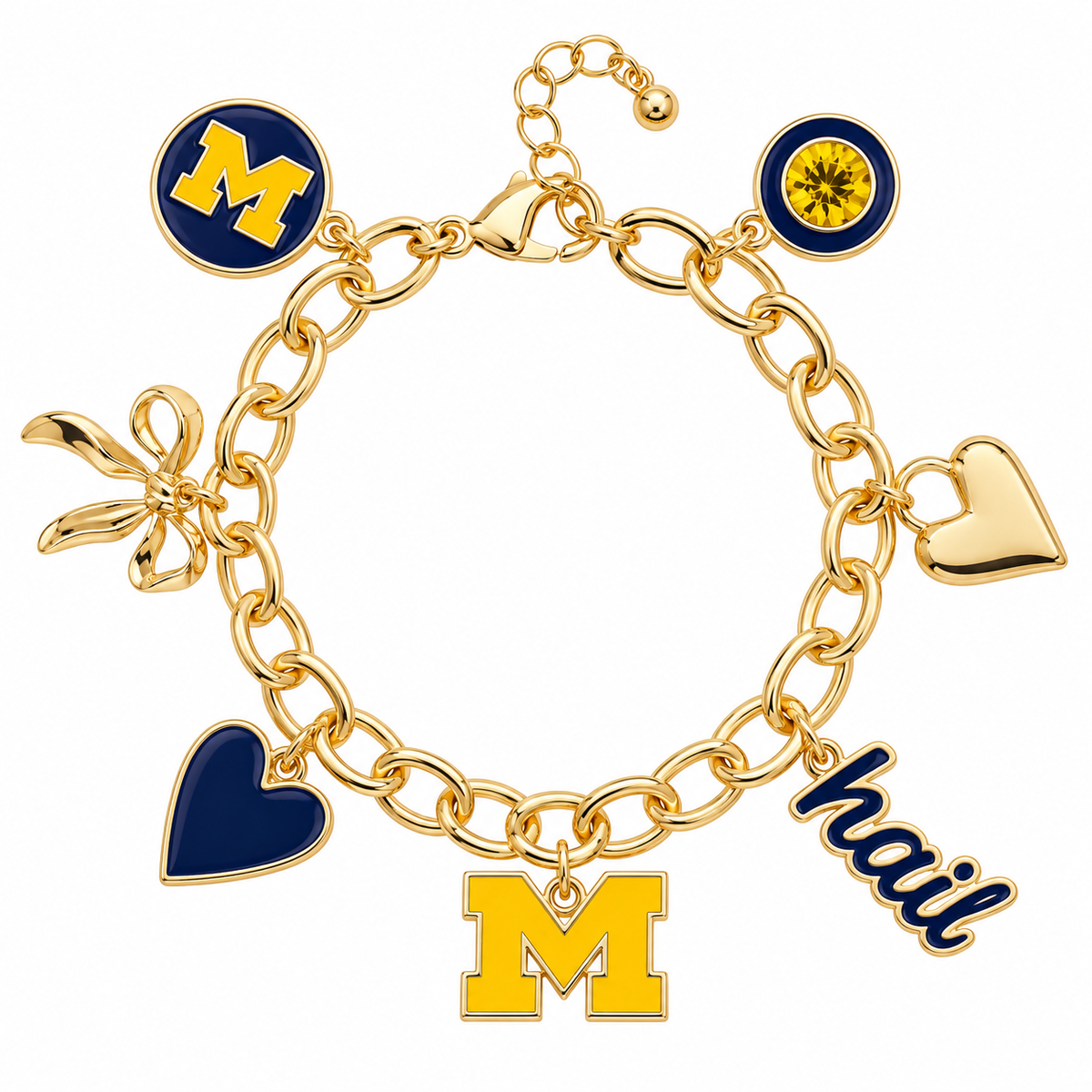 NEW! Michigan Wolverines Enamel Icons Charm Bracelet