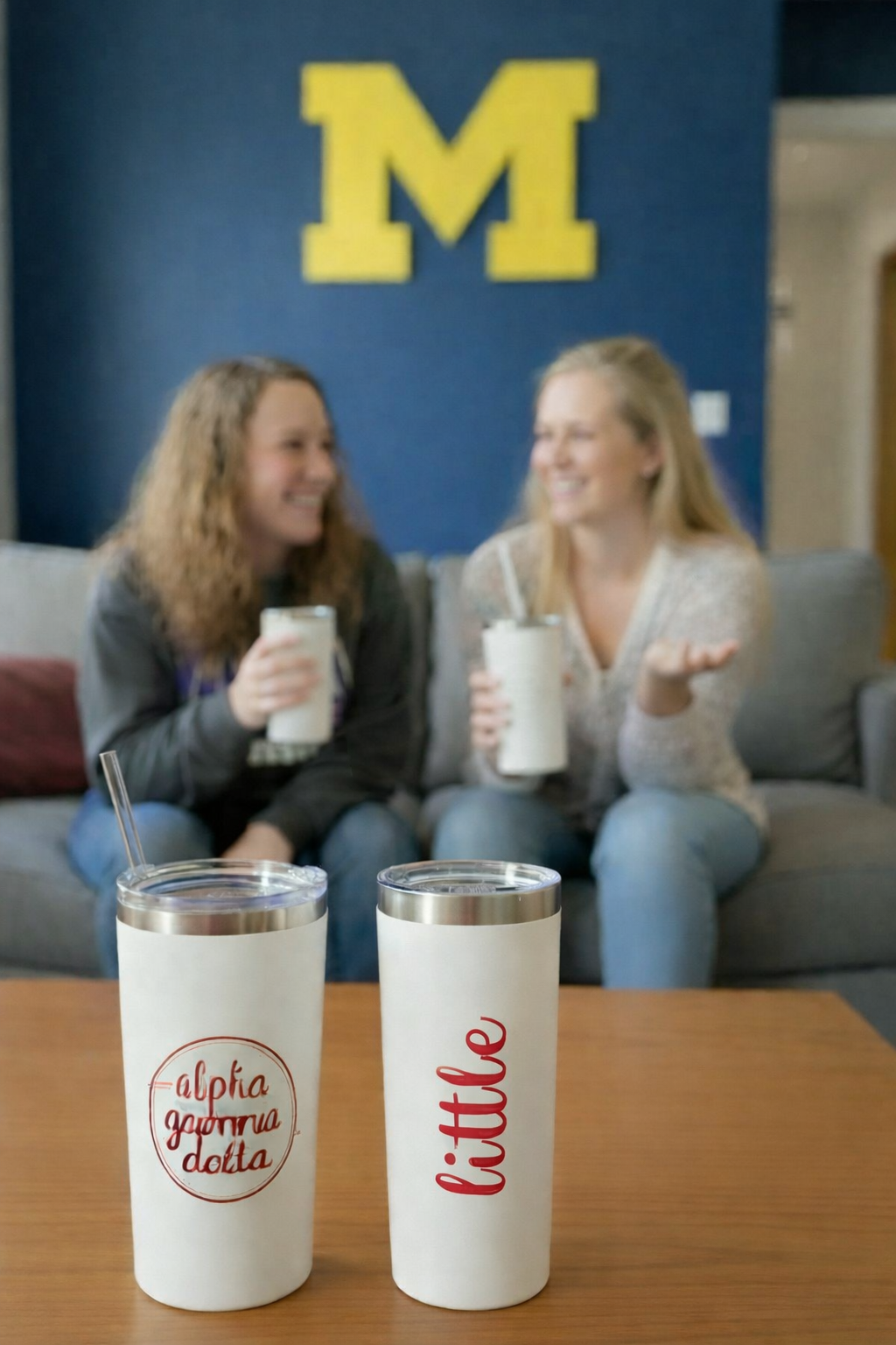 Alpha Gamma Delta Little Sister White Tumbler