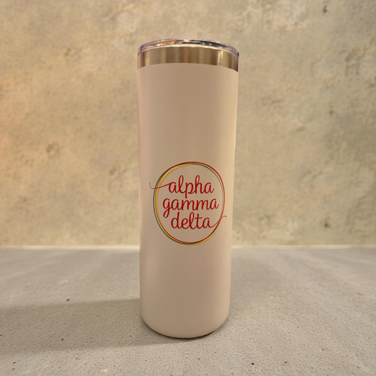 Alpha Gamma Delta Little Sister White Tumbler